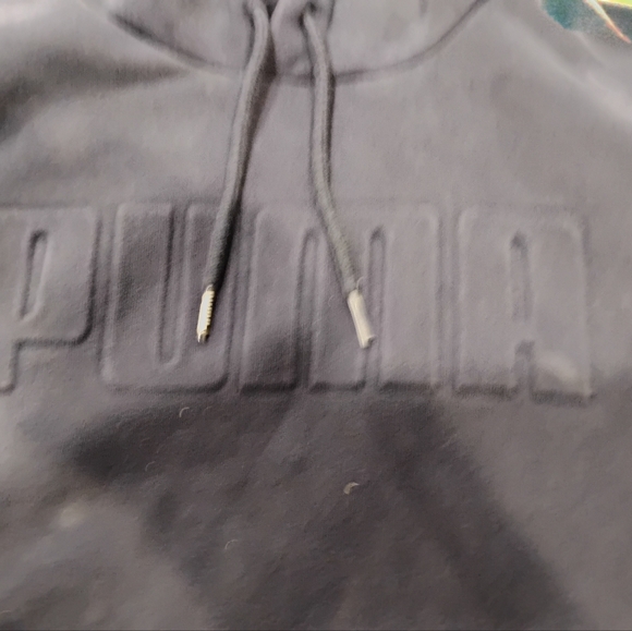 Old School Puma Navy Blue Hoodie Sweatshirt Size Large - Picture 1 of 3